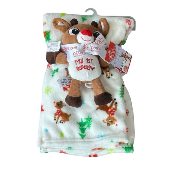 NWT Rudolph The Red-Nosed Reindeer Baby’s 1st Christmas Blanket & Plush Gift Set - Picture 1 of 5